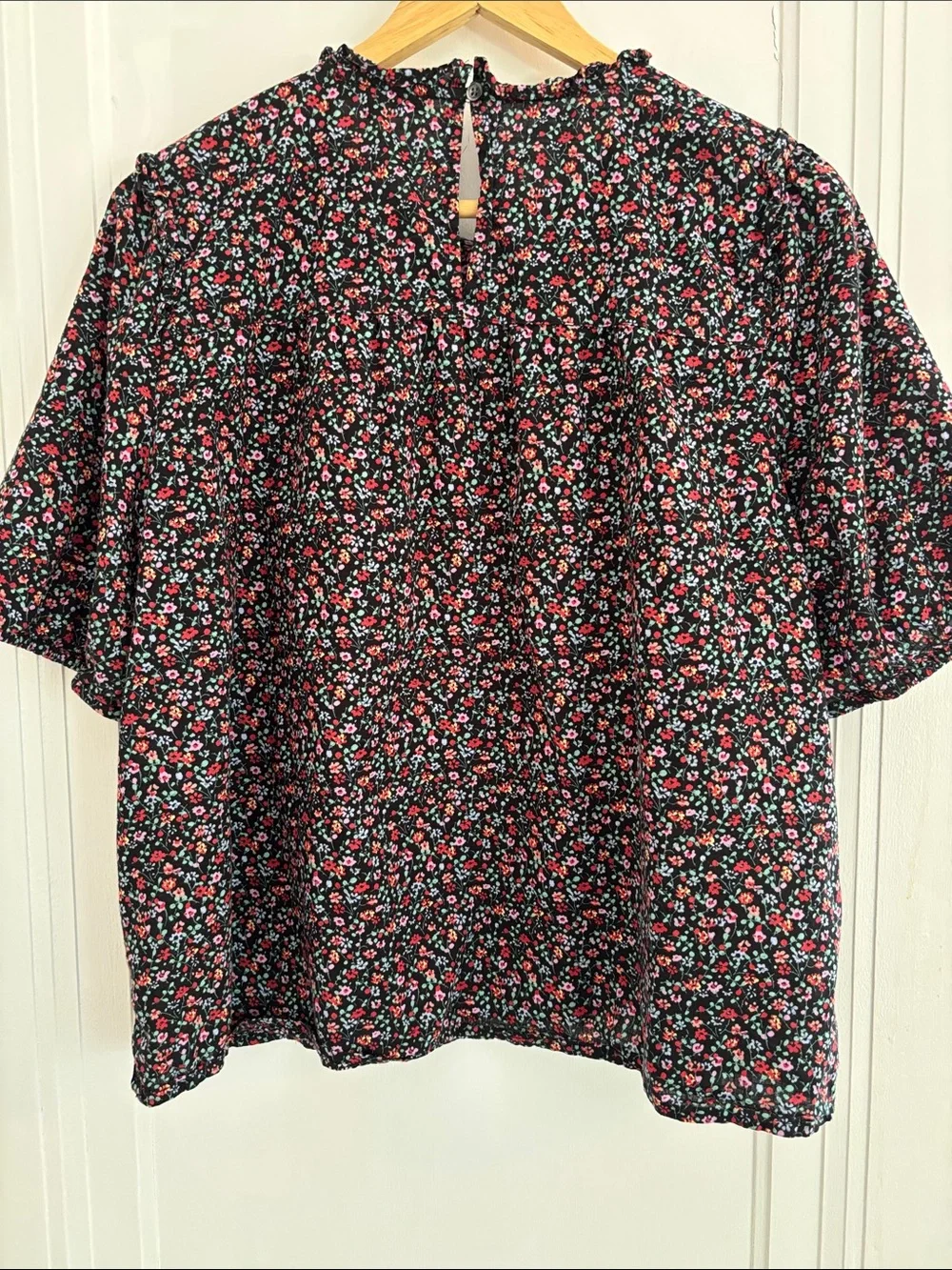 Madewell Puff-Sleeve Ruffle Top in Fieldwalk Floral